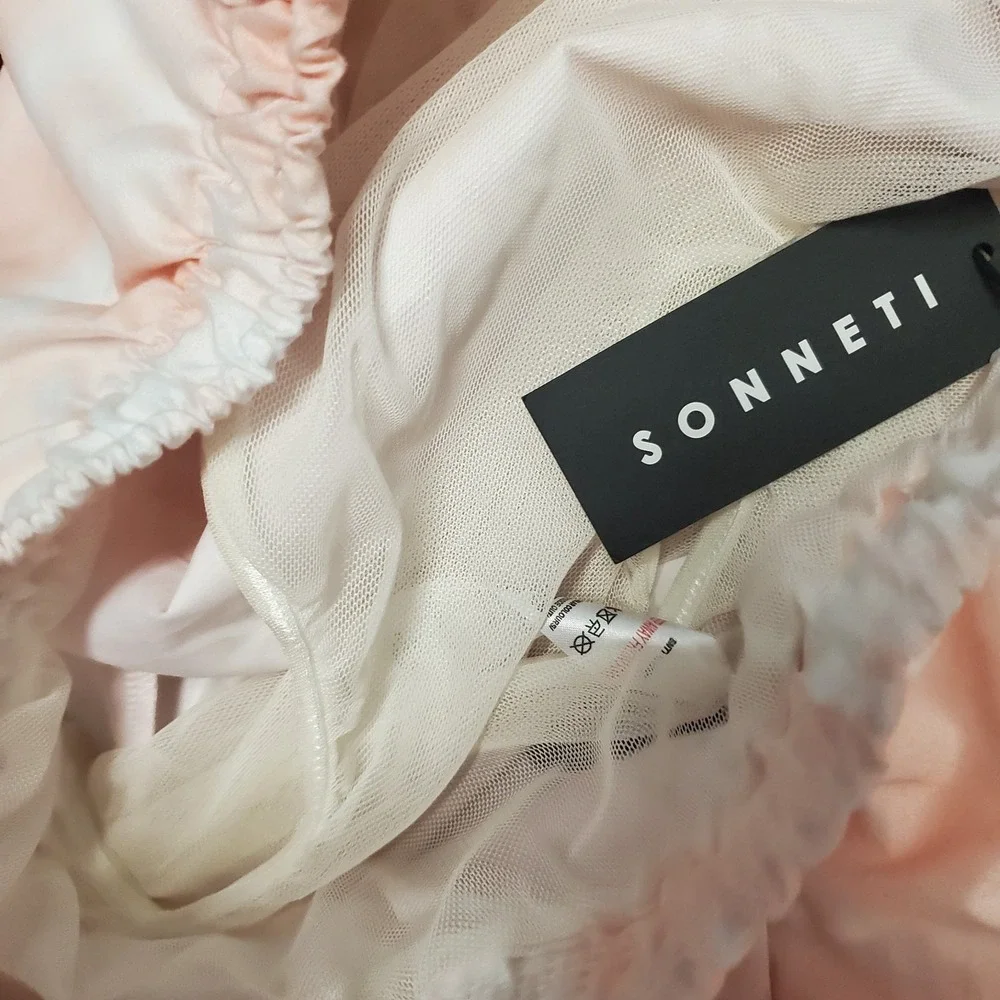 Sonneti London Swim Shorts Mens XL Pink White Tie Dye Mesh Lined Logo Drawstring